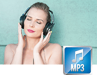 Attractive lady enjoying listening to music on headphones